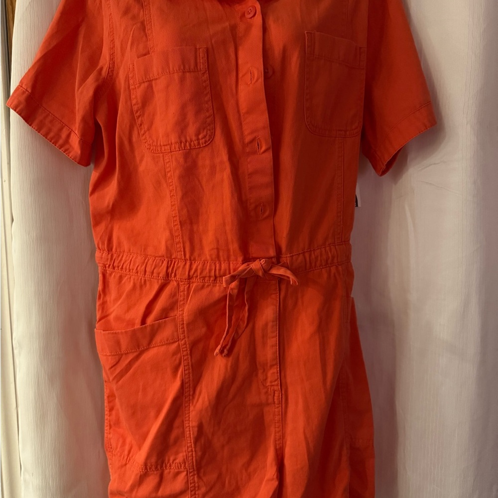 Old Navy Vibrant Orange Button-Up Dress